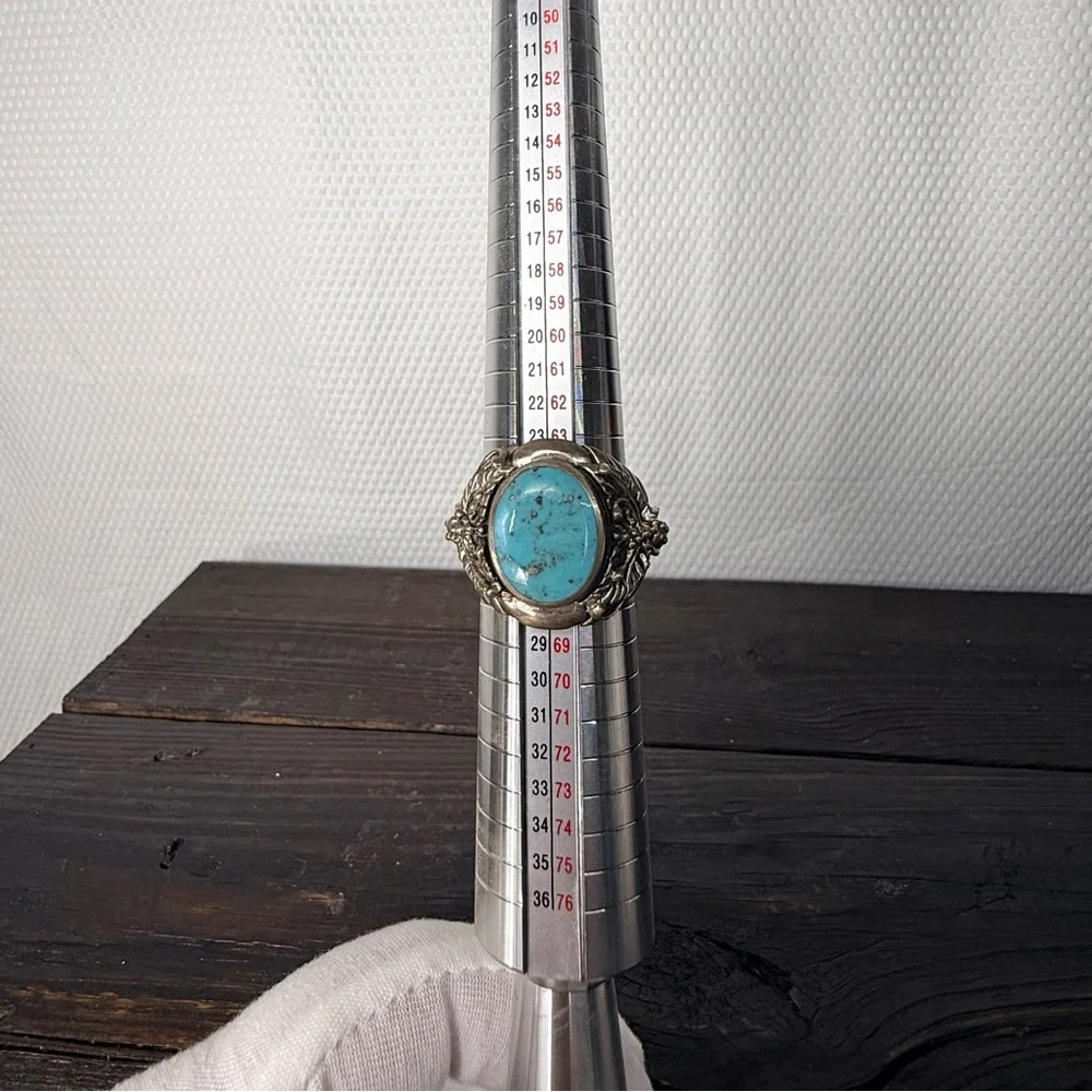 Turquoise Stone Silver Ring - Blue Women Jewelry